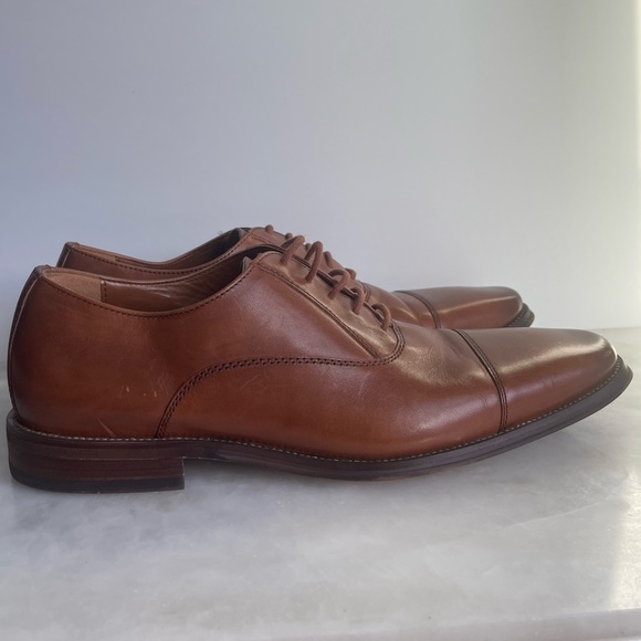 NORDSTROM MENS Emmett Plain Toe Leather Derby Shoes in Brown Ochre - Picture 8 of 11